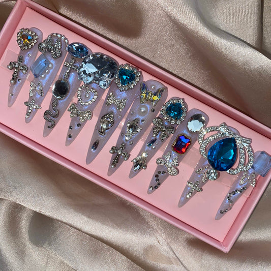 Press on Nails  Handmade with Full  Crystals